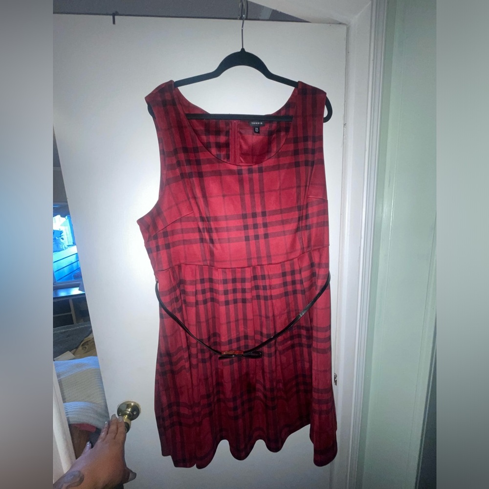 Plus size Torrid Red black plaid skater dress. Size 24